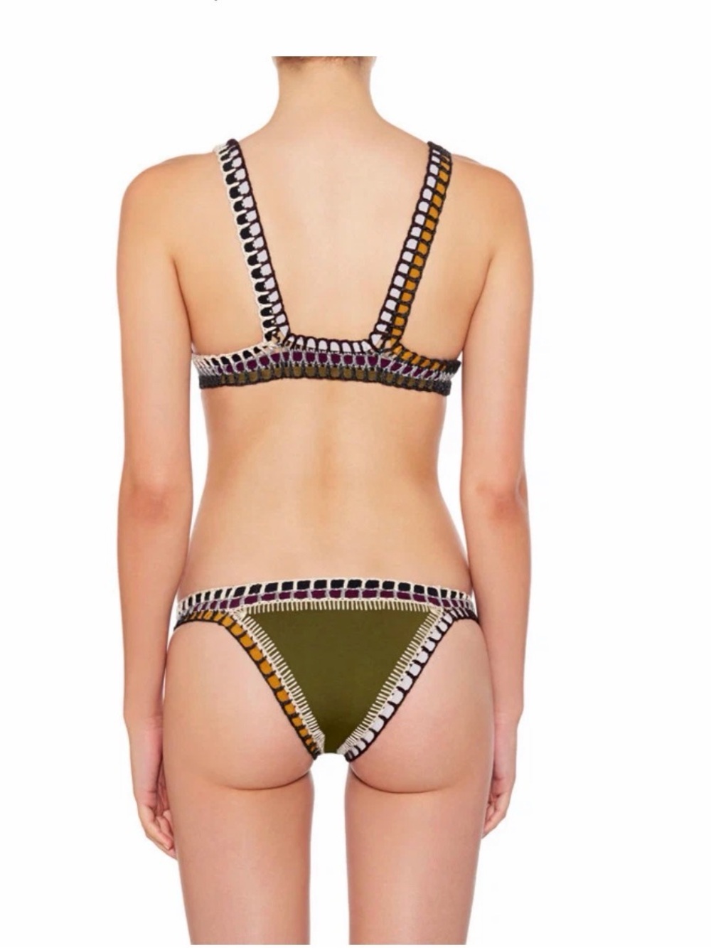 KIINI Olive Crochet-Trim Bikini with Multicolor Accents